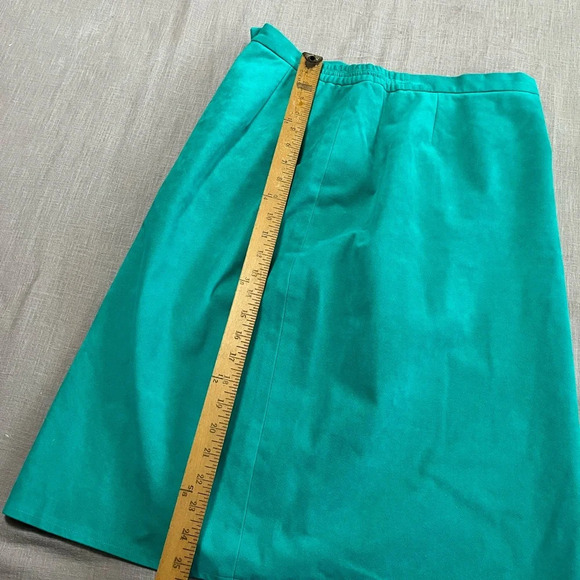 Vintage 1970s Faux suede midi skirt emerald green size 12 elastic button zip - Picture 3 of 6
